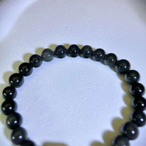 Rainbow Sheen Obsidian Beads Bracelet 彩眼黑曜石手串