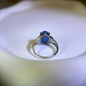 Blue Agate Adjustable Ring 蓝玛瑙镶嵌活口戒指