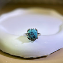 将图片加载到图库查看器，Blue Turquoise Adjustable Ring 蓝色松石镶嵌活口戒指
