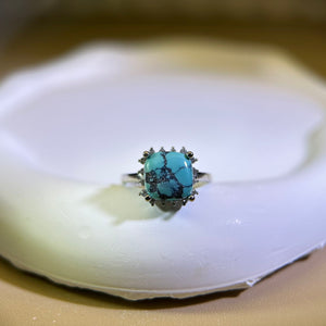 Blue Turquoise Adjustable Ring 蓝色松石镶嵌活口戒指