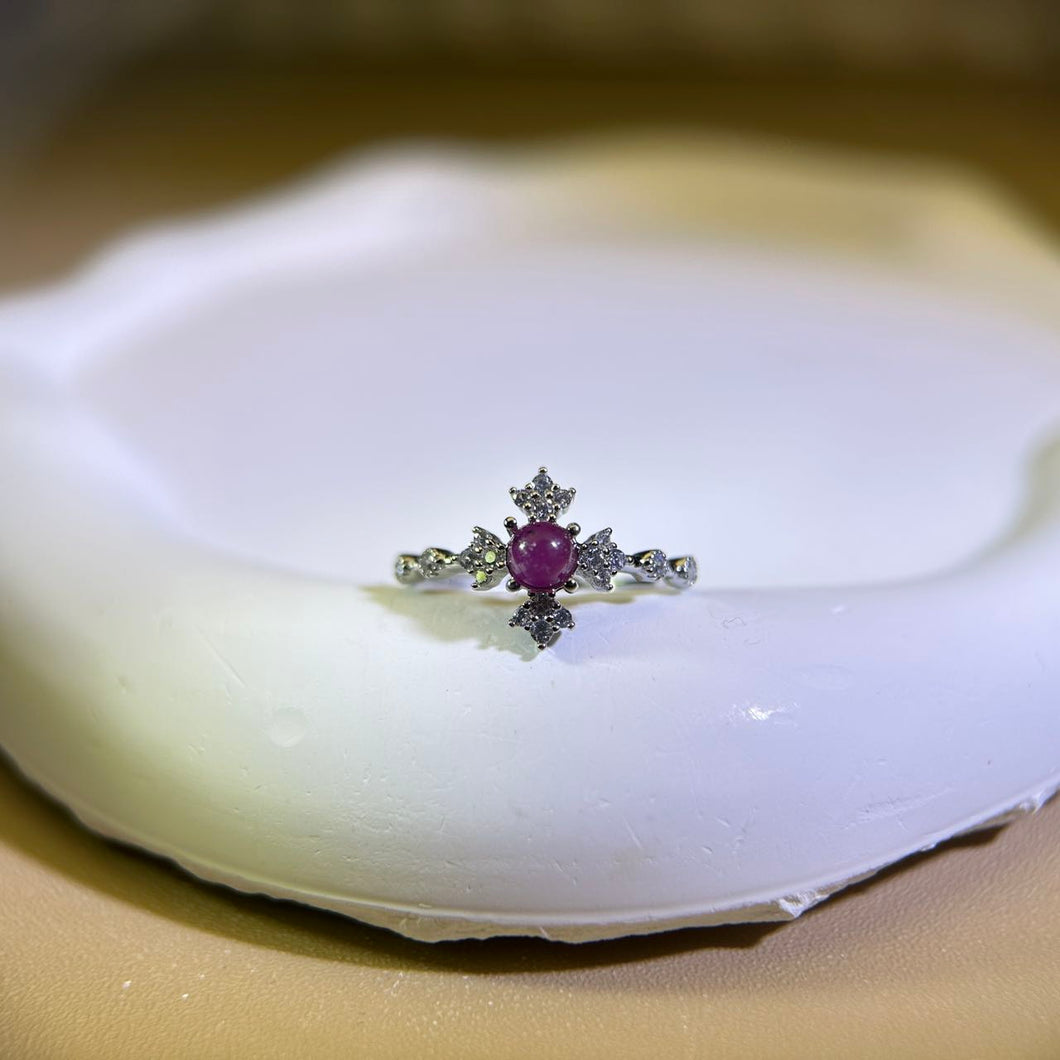 Pink Ruby Adjustable Ring 粉色红宝石镶嵌活口戒指