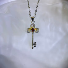 Load image into Gallery viewer, Ruby Garnet Key Pendant 酒红石榴石镶嵌钥匙吊坠
