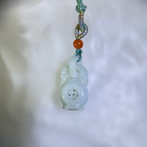 Green Jade Vase Pendant Necklace 糯种豆色翡翠花瓶吊坠项链