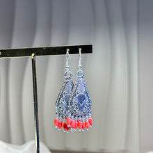 Load image into Gallery viewer, 925 Silver Red Coral Earrings 红色珊瑚银耳钩
