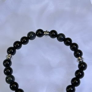 Rainbow Sheen Obsidian Beads Bracelet 彩眼黑曜石手串