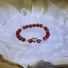 将图片加载到图库查看器，Red Strawberry Quartz Beads Bracelet 红色草莓晶手串
