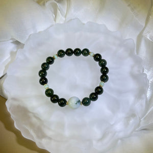 Green Jade Beads Bracelet 糯种翡翠手串