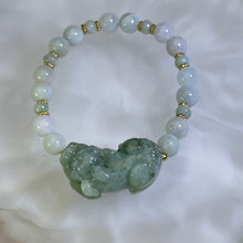 将图片加载到图库查看器，Green Jade PIXIU Beads Bracelet 糯种豆色翡翠貔貅手串
