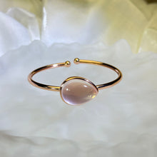 将图片加载到图库查看器，Rose Quartz Adjustable Bangle 粉水晶镶嵌活口手镯
