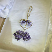 将图片加载到图库查看器，Amethyst Love Heart Tree of Life Ornament Bag Charm Car Charm 紫水晶爱心生命之树挂饰包挂车挂
