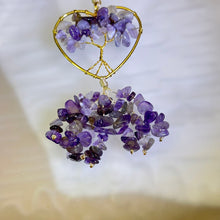 Load image into Gallery viewer, Amethyst Love Heart Tree of Life Ornament Bag Charm Car Charm 紫水晶爱心生命之树挂饰包挂车挂
