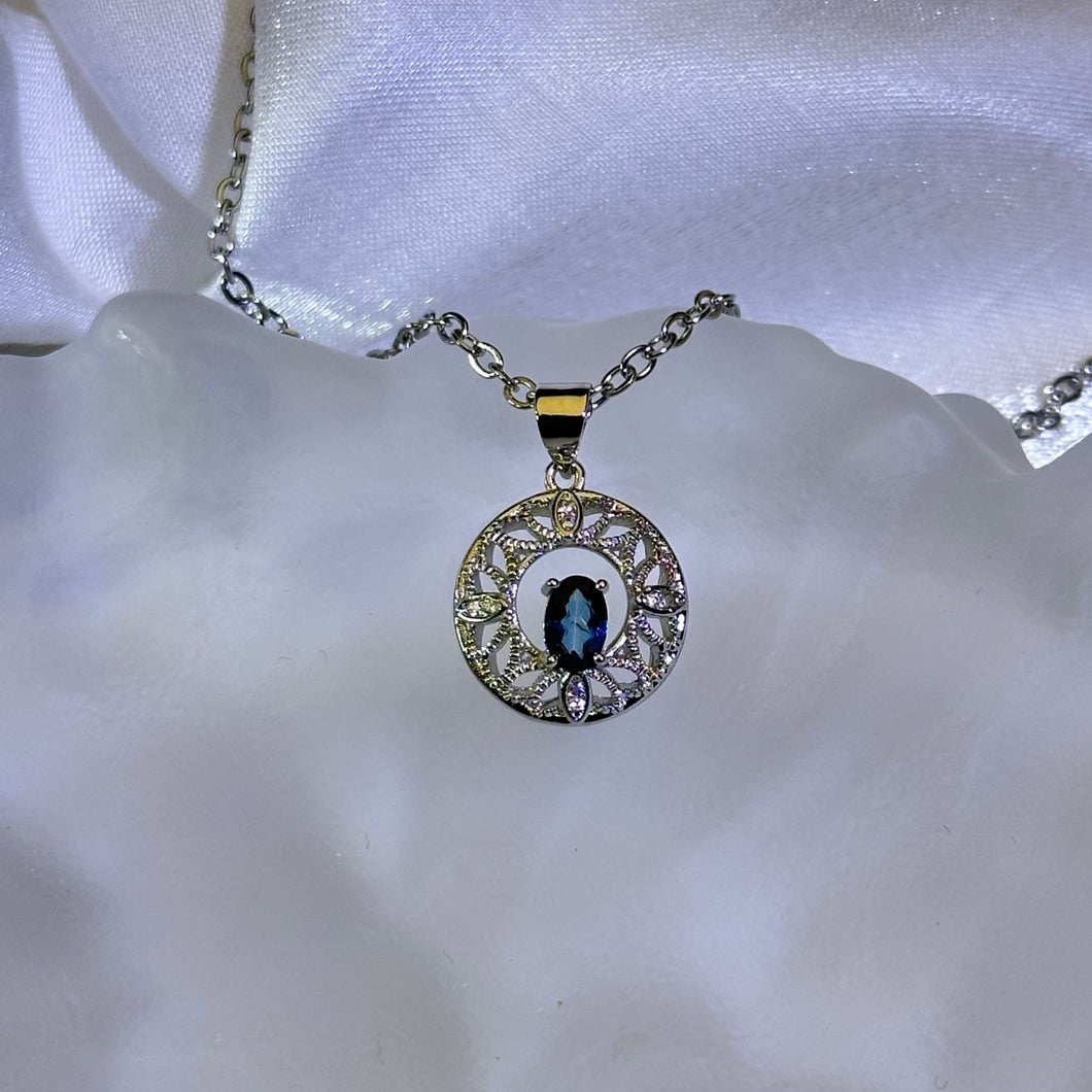 London Blue Topaz Pendant 伦敦蓝托帕石镶嵌吊坠