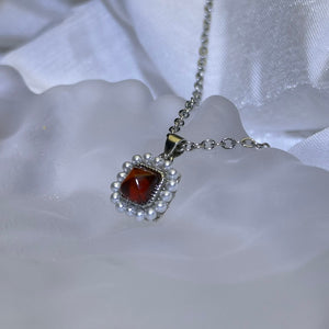 Orange Garnet Pendant 橙红石榴石镶嵌吊坠