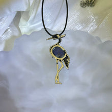 将图片加载到图库查看器，Lapis Lazuli Crane Pendant Necklace 青金石镶嵌仙鹤吊坠项链
