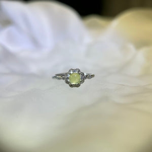 Golden Prehnite Adjustable Ring 金色葡萄石镶嵌活口戒指