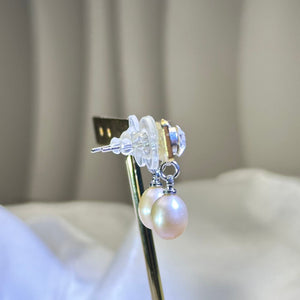 925 Silver Champagne Freshwater Pearl Earrings 香槟色淡水珍珠镶嵌银耳钉