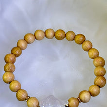 将图片加载到图库查看器，Rose Quartz Totoro Thuja Wood Beads Bracelet 粉水晶龙猫崖柏木手串
