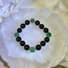 Load image into Gallery viewer, Obsidian Green Aventurine Cube Beads Bracelet 黑曜石绿色东陵玉方糖手串
