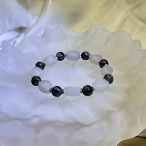 Cream Nephrite Labradorite Beads Bracelet 和田玉青白玉拉长石灰月光石手串