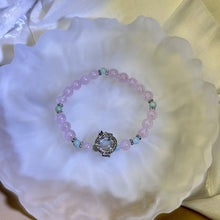 将图片加载到图库查看器，Rose Quartz Jade Beads Bracelet 粉水晶糯种豆色翡翠手串
