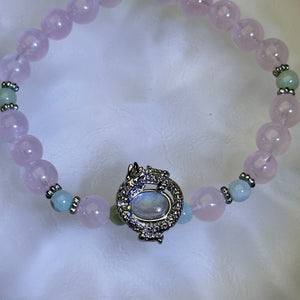 Rose Quartz Jade Beads Bracelet 粉水晶糯种豆色翡翠手串