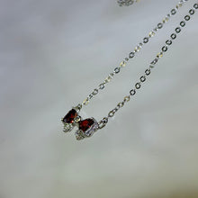 Load image into Gallery viewer, Ruby Garnet Bow Penant Necklace 酒红石榴石镶嵌蝴蝶结吊坠项链
