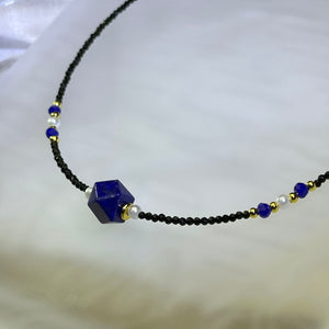 Lapis Lazuli Black Spinel Beads Necklace 青金石黑色尖晶石珠链项链