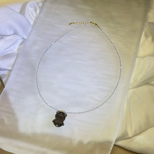 将图片加载到图库查看器，Smoky Quartz Teddy Bear Pendant Clear Quartz Beads Necklace 茶水晶小熊吊坠白水晶珠链项链
