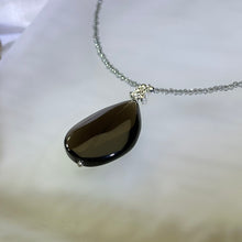 将图片加载到图库查看器，Smoky Quartz Water Drop Pendant Beads Necklace 茶水晶水滴吊坠珠链项链
