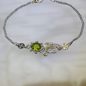 Peridot Goldfish Bracelet 橄榄石镶嵌金鱼手链