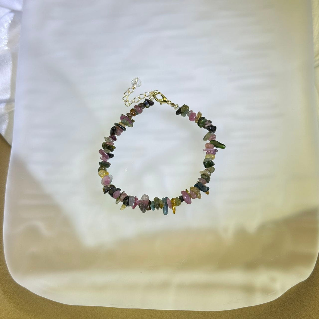 Rainbow Tourmaline Beads Bracelet 彩虹碧玺珠链手链