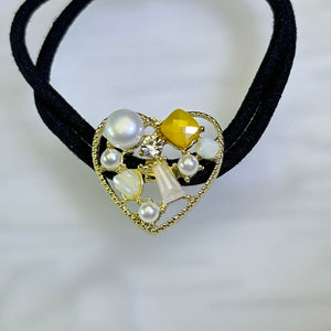 White Freshwater Pearl Love Heart Hair Band 白色淡水珍珠镶嵌爱心发圈