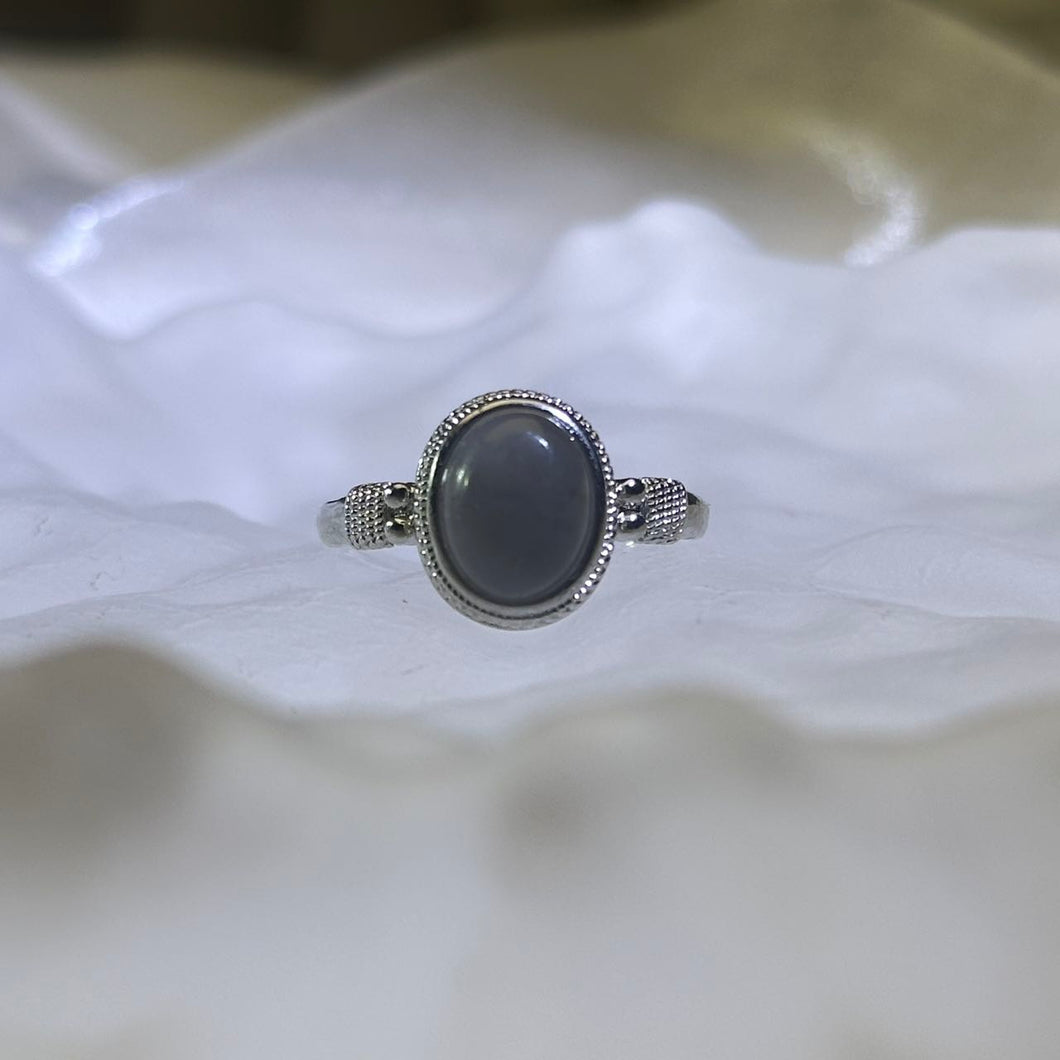 Grey Nephrite Adjustable Ring 和田玉烟紫玉镶嵌活口戒指