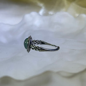 Green Prehnite Adjustable Ring 绿色葡萄石镶嵌活口戒指