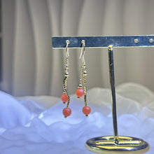 将图片加载到图库查看器，14K Gold Filled Carnelian Beads Earrings 南红玛瑙14K注金耳钩
