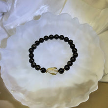 将图片加载到图库查看器，Golden Sheen Obsidian Golden Rutilated Quartz Beads Bracelet 金眼黑曜石金发晶水晶手串
