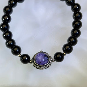 Obsidian Chariote Beads Bracelet 黑曜石紫龙晶手串