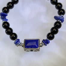 Load image into Gallery viewer, Obsidian Lapis Lazuli Beads Bracelet 黑曜石青金石手串
