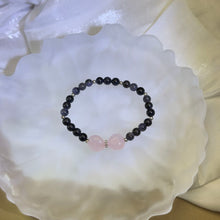 将图片加载到图库查看器，Rose Quartz Love Heart Iolite Beads Bracelet 粉水晶爱心堇青石手串
