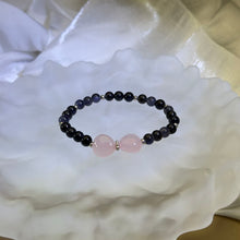 将图片加载到图库查看器，Rose Quartz Love Heart Iolite Beads Bracelet 粉水晶爱心堇青石手串
