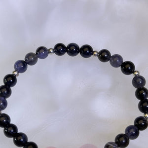 Rose Quartz Love Heart Iolite Beads Bracelet 粉水晶爱心堇青石手串