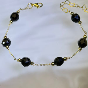 Golden Sheen Obsidian Beads Bracelet 金眼黑曜石珠链手链