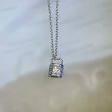 将图片加载到图库查看器，Tanzanite Lock Pendant Necklace 坦桑石镶嵌小锁吊坠项链
