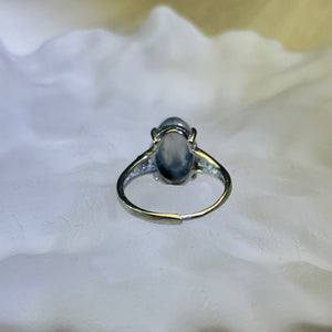 Moss Agate Adjustable Ring 水草玛瑙镶嵌活口戒指