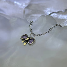 Load image into Gallery viewer, Amethyst Bow Pendant 紫水晶镶嵌蝴蝶结吊坠
