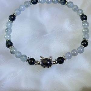 Black White Jade Beads Bracelet 糯种乌鸡翡翠手串