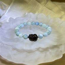 将图片加载到图库查看器，Smoky Quartz PIXIU Aquamarine Beads Bracelet 茶水晶貔貅海蓝宝手串
