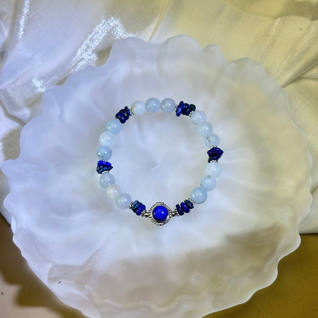 Lapis Lazuli Aquamarine Beads Bracelet 青金石海蓝宝手串