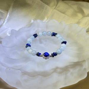 Lapis Lazuli Aquamarine Beads Bracelet 青金石海蓝宝手串