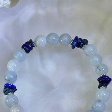 Load image into Gallery viewer, Lapis Lazuli Aquamarine Beads Bracelet 青金石海蓝宝手串
